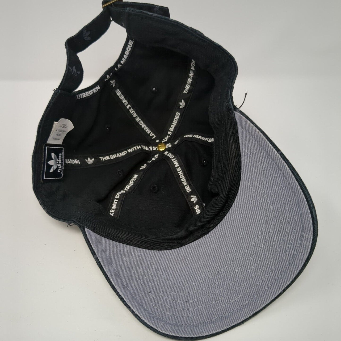 Adidas Trefoil Slideback Hat Black One Size Adjustable All Over Print