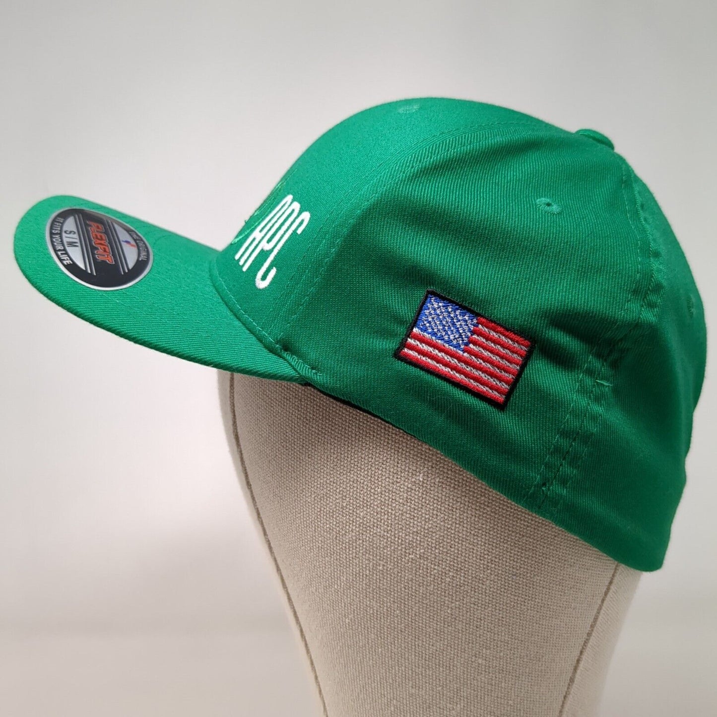 APC Fitted Hat Green S/M Flexfit Embroidered Patriotic 6 Panel Yupoong