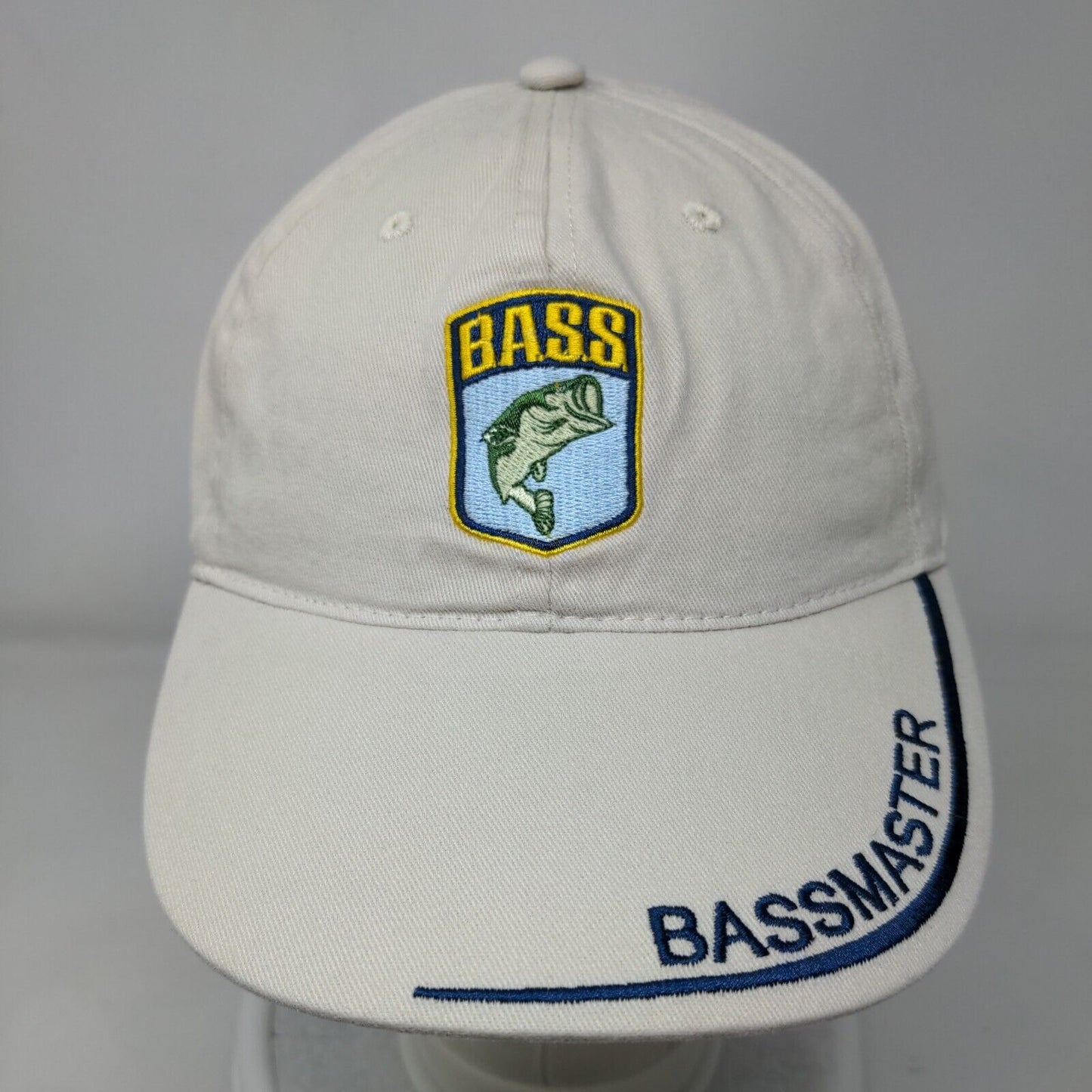 Bass Master Slideback Hat Cream One Size Adjustable Embroidered Patriotic Cotton