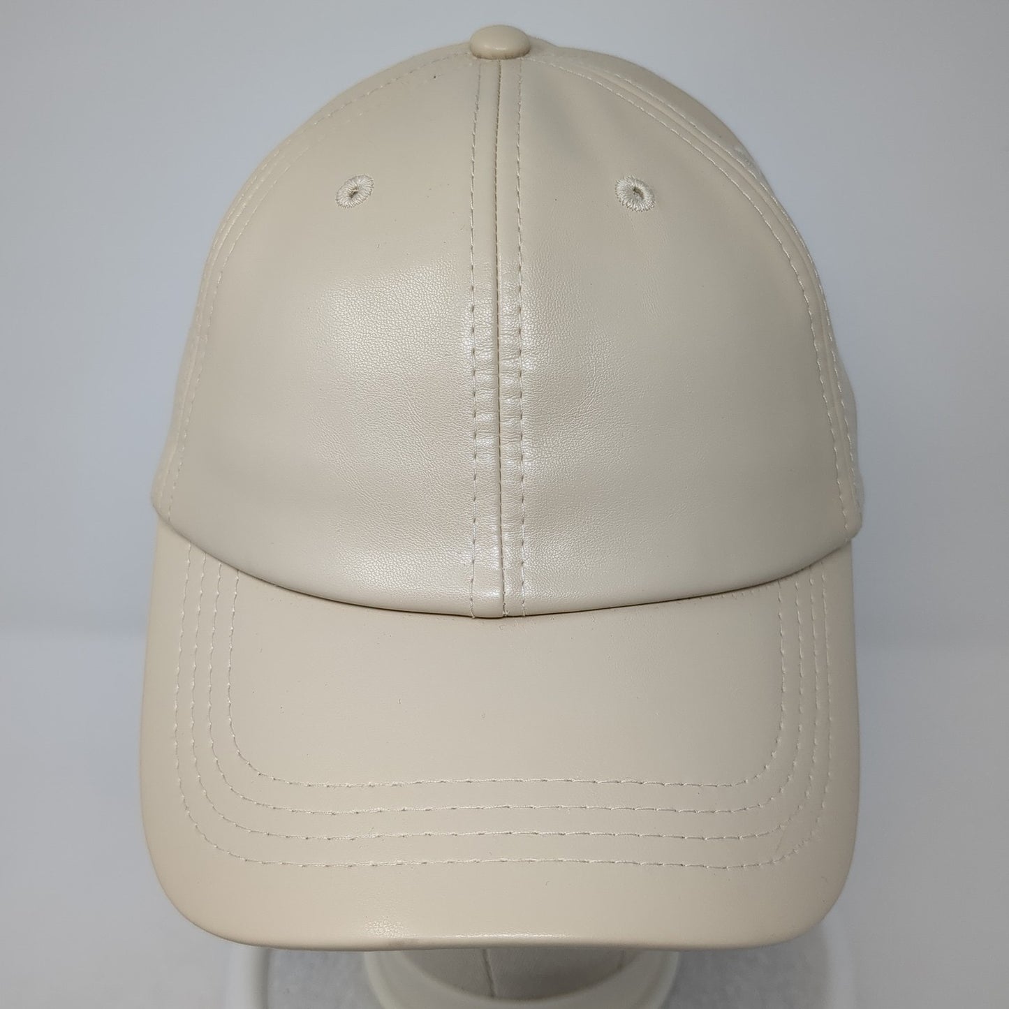 Unbranded Strapback Baseball Cap Beige One Size Adjustable Faux Leather Blank