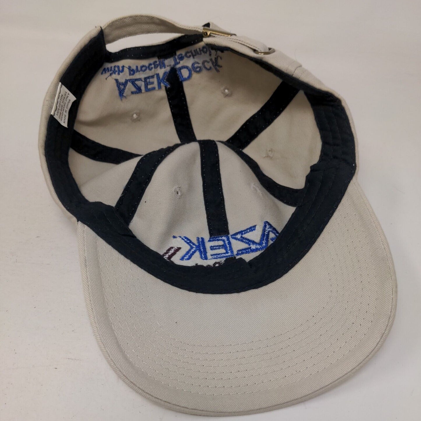 AZEK Deck Slideback Hat Tan OSFA Adjustable Embroidered 6 Panel Cotton