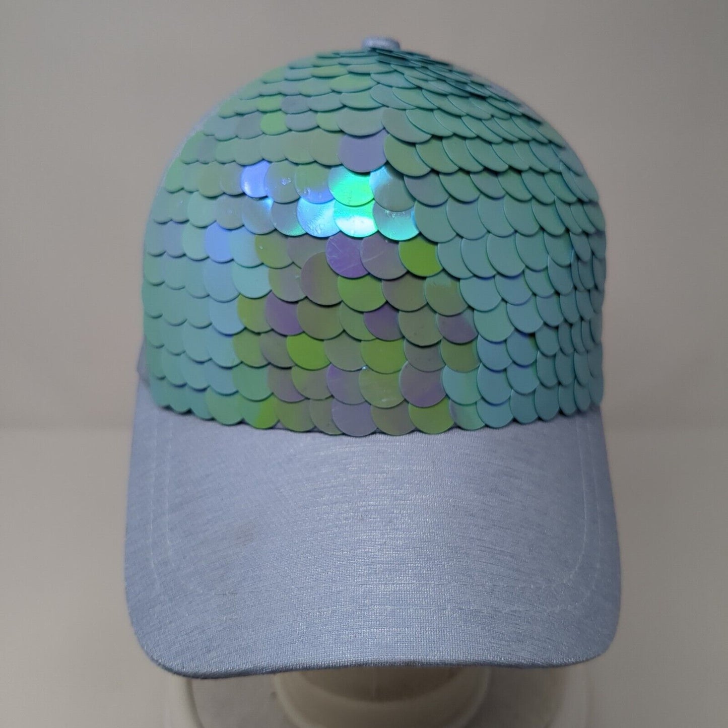 Avenue 9 Snapback Hat Blue One Size Mermaid Scales Sequin Adjustable