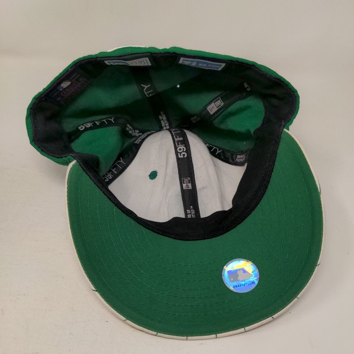 Boston Red Sox Fitted Hat Green White 7 3/8 Pinstripe New Era 59Fifty MLB