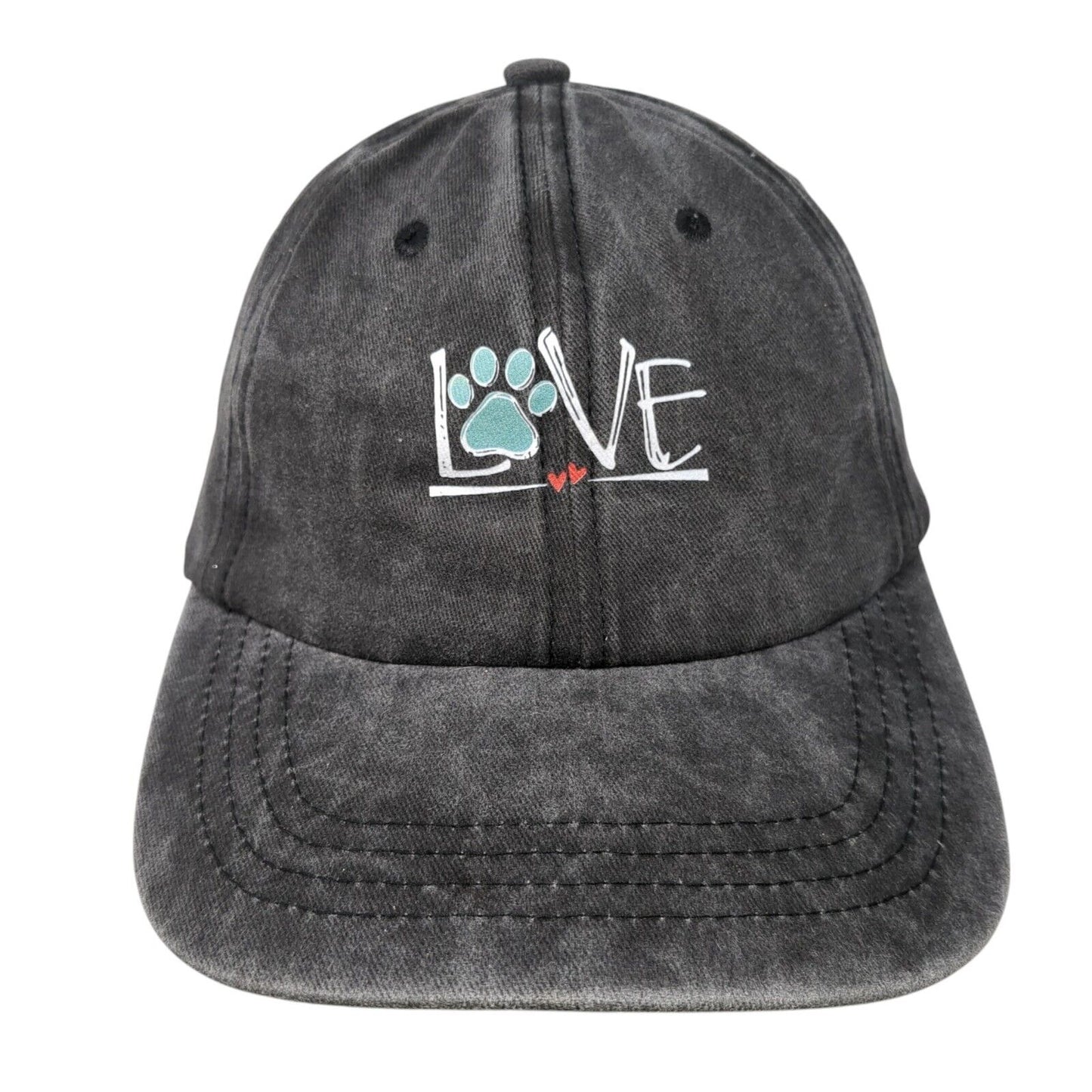 Love Slideback Hat Gray One Size Adjustable 6 Panel Vented Holes Cotton