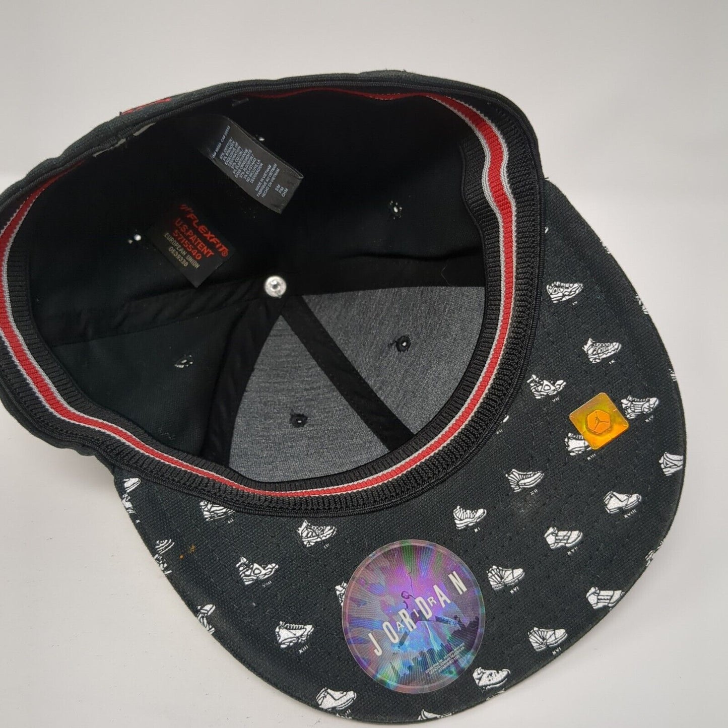 Nike Jordan AF-1 Fitted Hat Black Size S/M All Over Print Shoe Graphic Logo