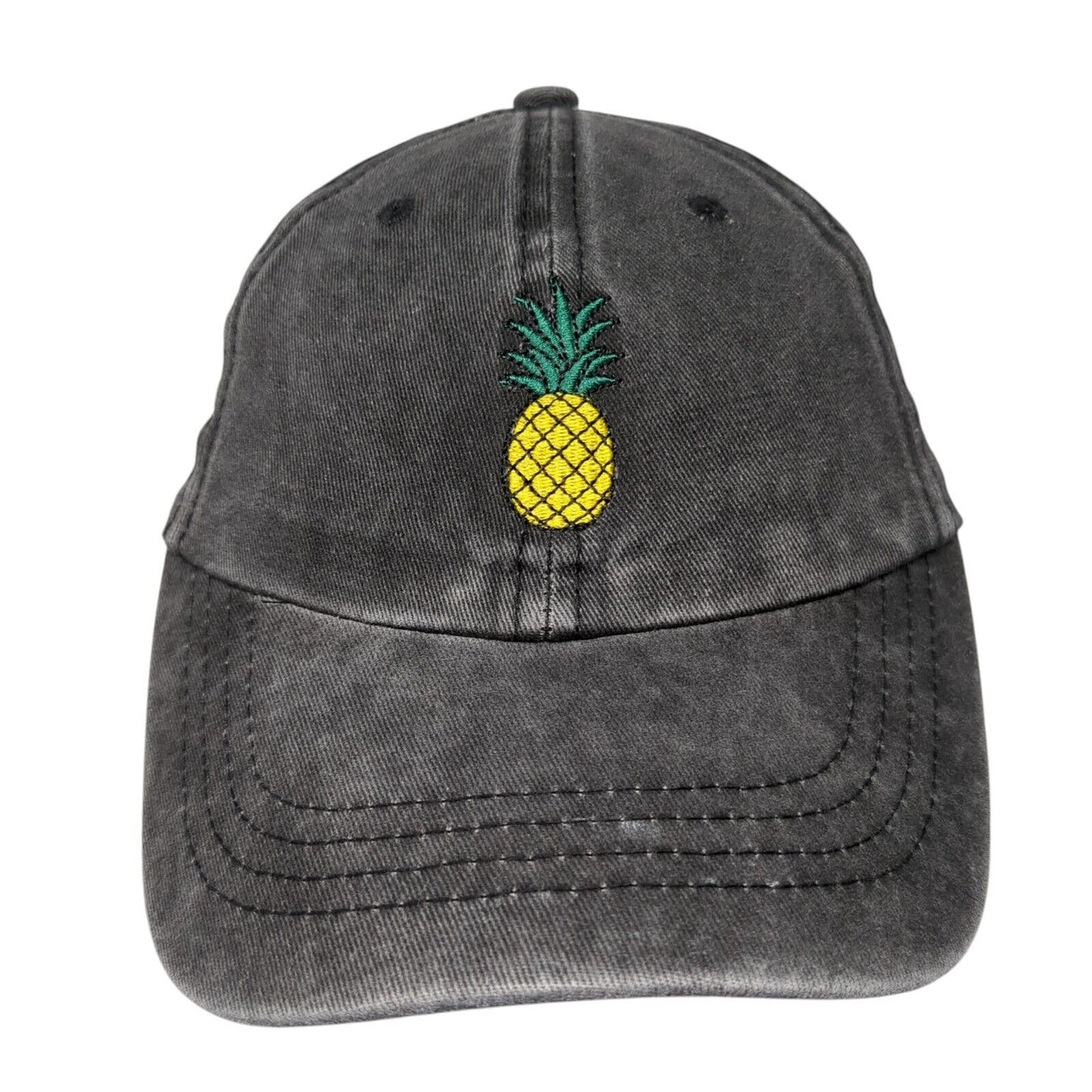 Pineapple Slideback Hat Gray One Size Solid Embroidered Adjustable