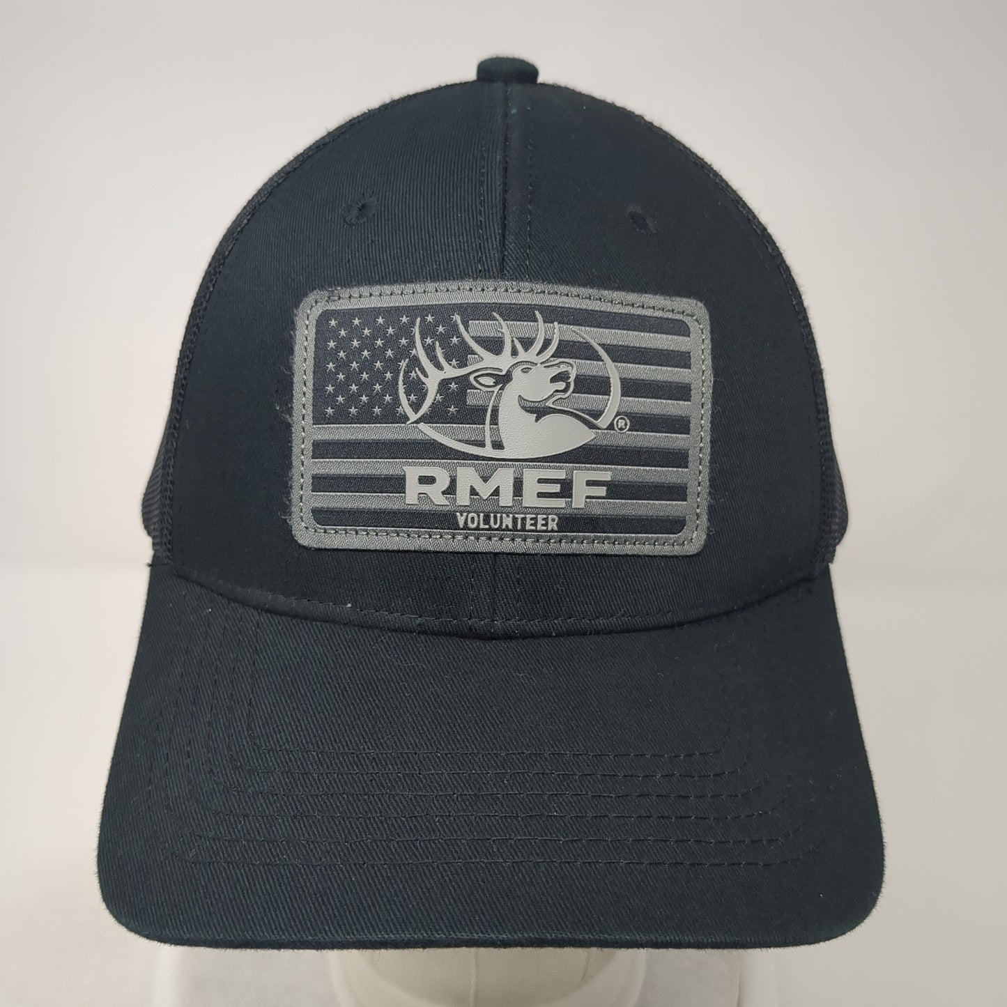 RMEF Volunteer Snapback Trucker Hat Black OS Adjustable Mesh Back Outdoor Cap