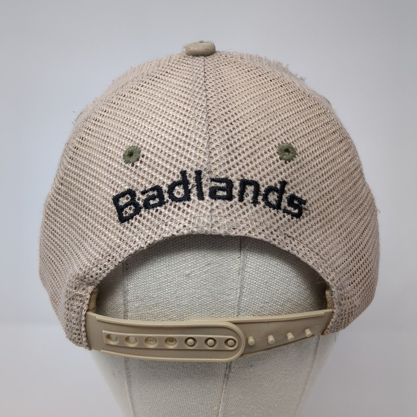 Badlands Snapback Trucker Hat Tan One Size Adjustable Mesh Back Distressed