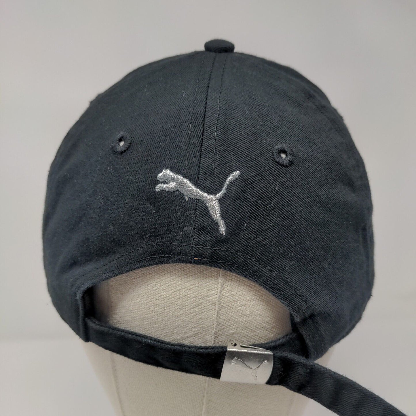 PUMA Slideback Hat Black OSFA Adjustable Embroidered 6 Panel Cotton