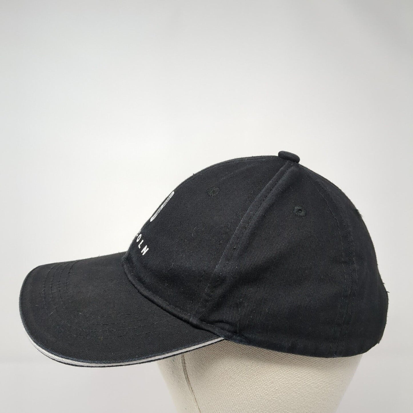 Lincoln Slideback Hat Black 58cm Adjustable Embroidered 6 Panel Solid