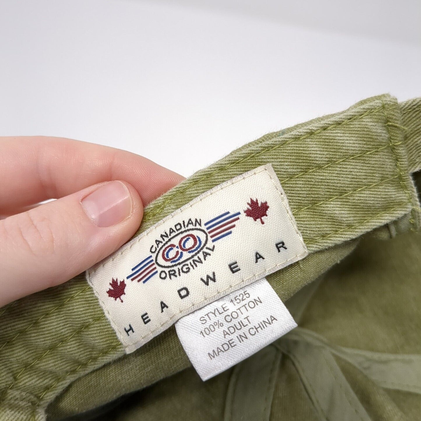 Canmore Canada Adult Slideback Hat Green OS Adjustable Embroidered Patriotic