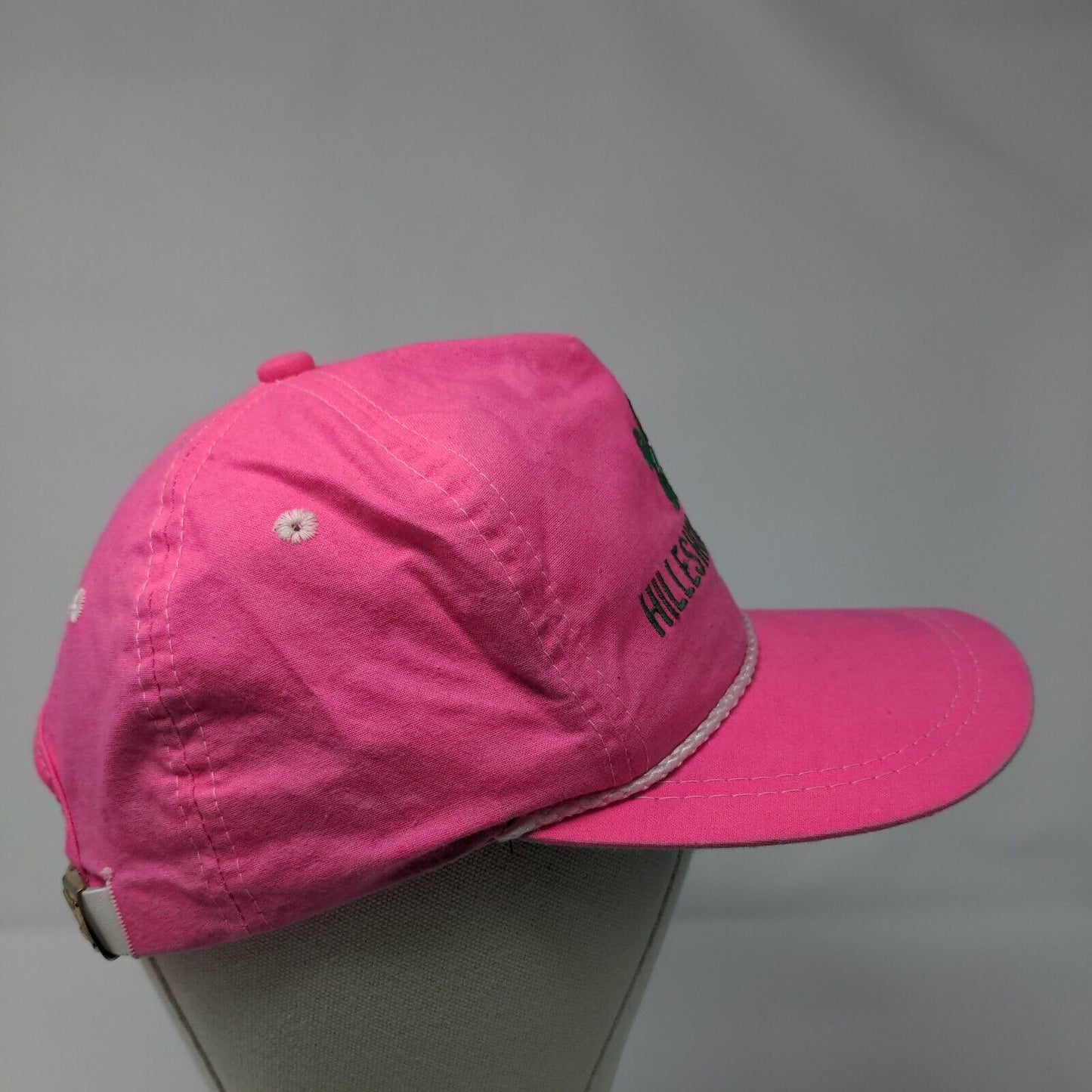 Hilleshog Mono-hy Slideback Hat Pink OSFA Adjustable Embroidered 6 Panel Rope