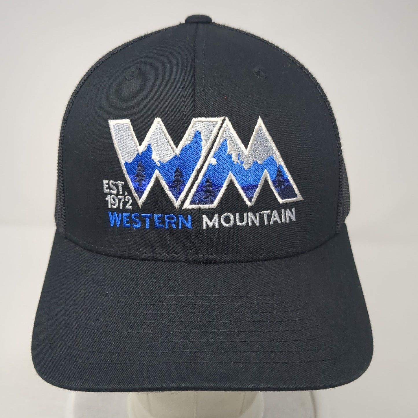 WM Western Mountain Est 1972 Snapback Trucker Hat Black OS Mesh Back Yupoong