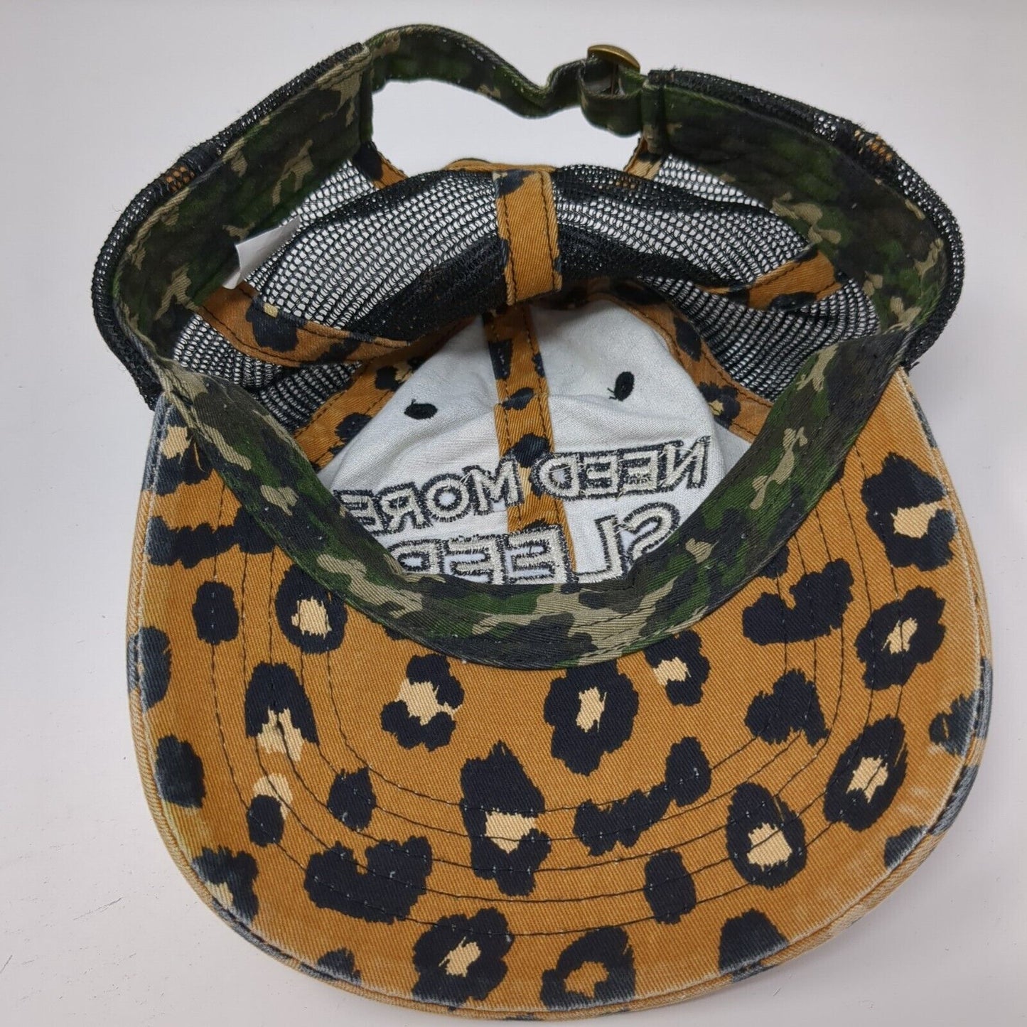 Need More Sleep Slideback Trucker Hat Multi One Size Camo Animal Print