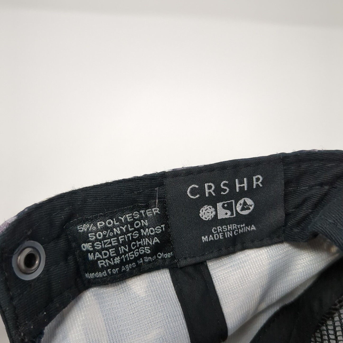 CRSHR Slideback Hat Multicolor OS Adjustable Patch Logo All Over Print Rope