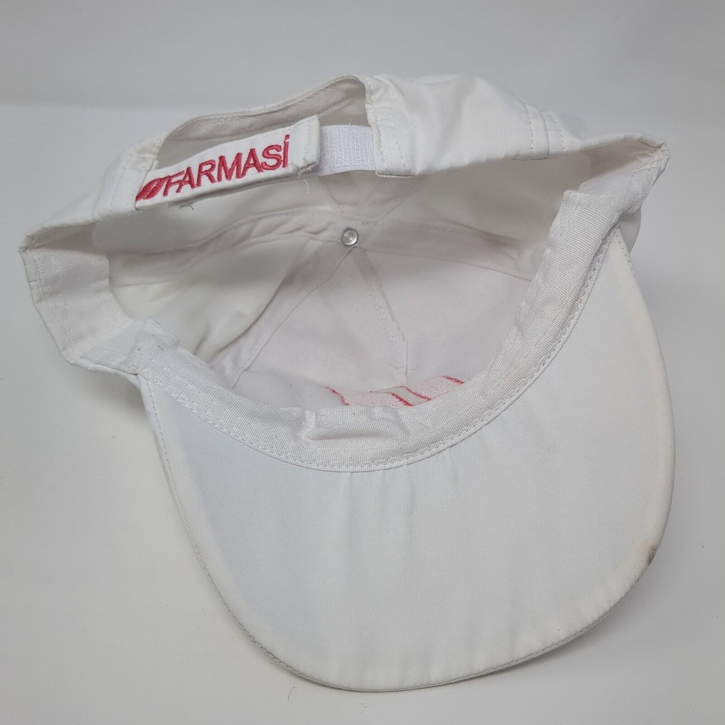 Farmasi Strapback Hat White One Size Adjustable Embroidered Vented Holes 6 Panel