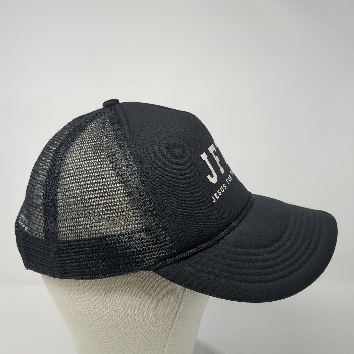 JFTP Jesus For The People Mesh Back Rope Trucker Hat Black One Size