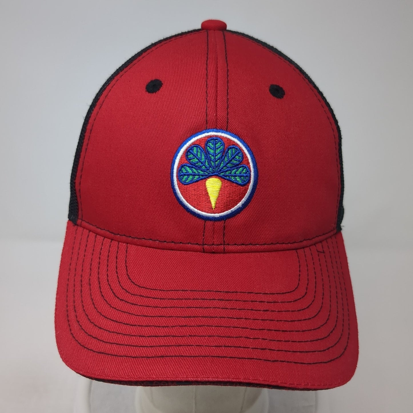 ACH Seeds Logo Strapback Trucker Hat Red One Size Mesh Back Embroidered