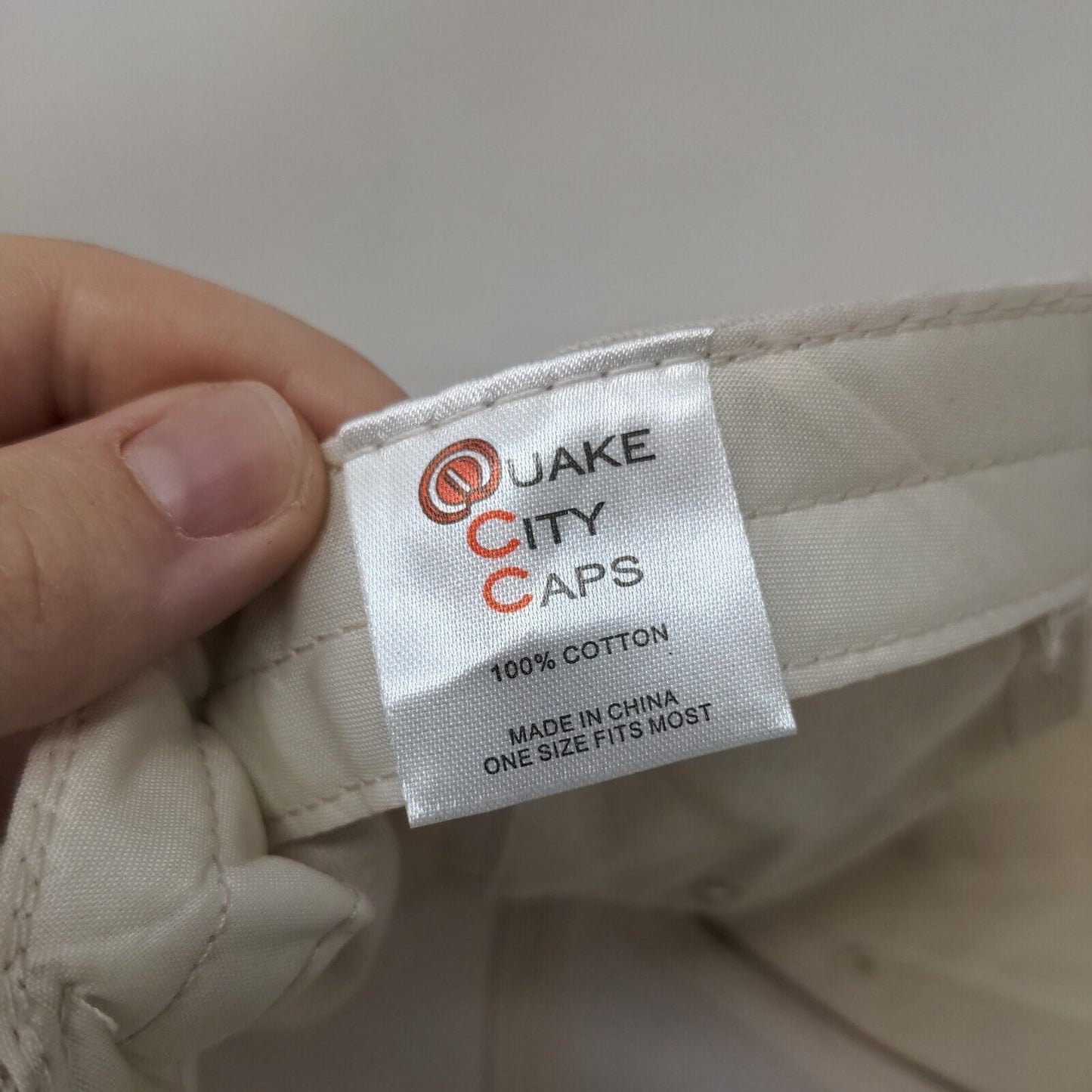 DIMO Slideback Hat Cream OSFM Embroidered Adjustable Quake City Caps