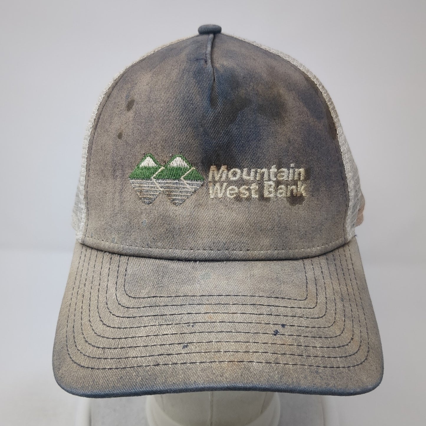 Mountain West Bank Snapback Mesh Back Trucker Hat Blue Adjustable New Era