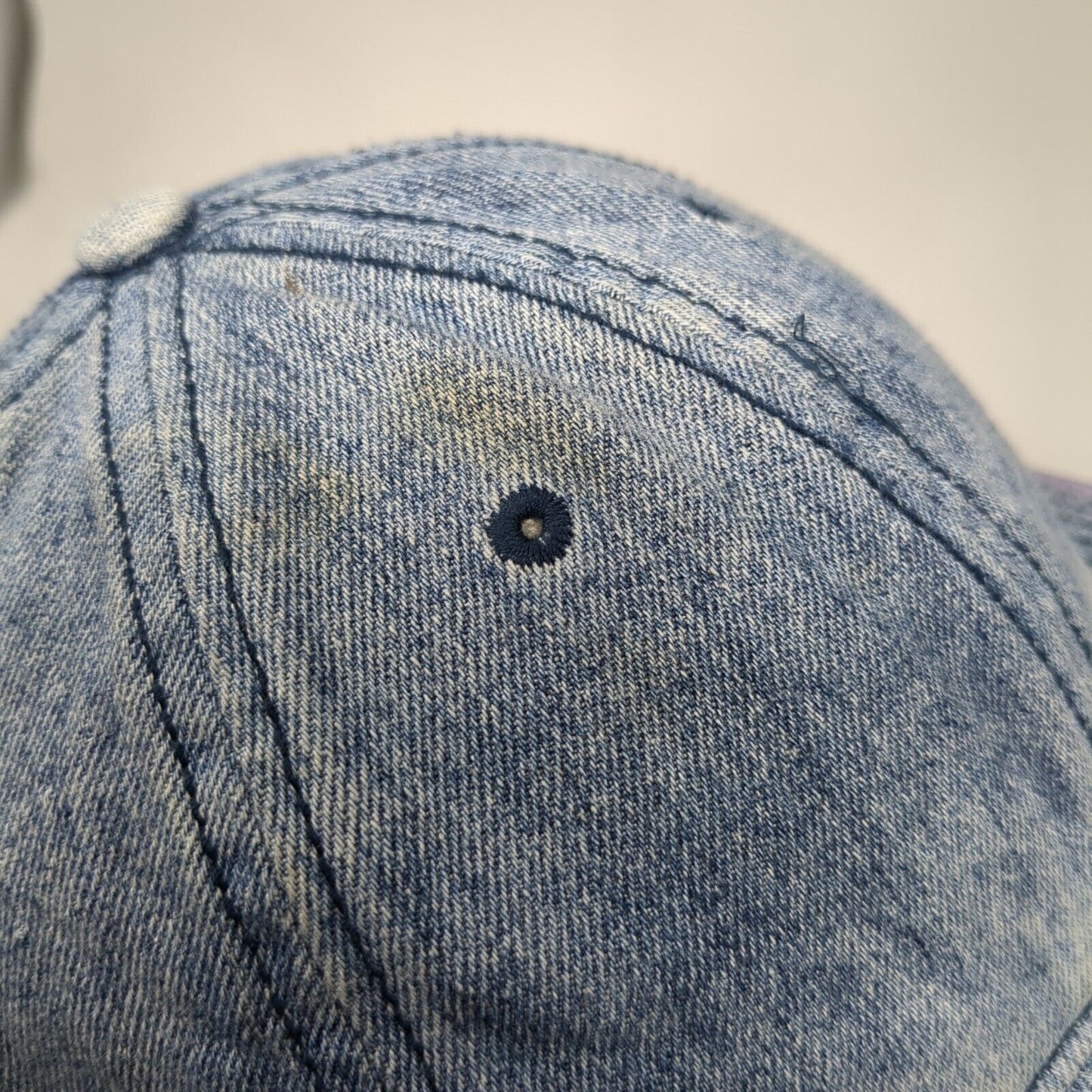 Unbranded Slideback Hat Blue One Size Leather Strap Denim Solid Blank