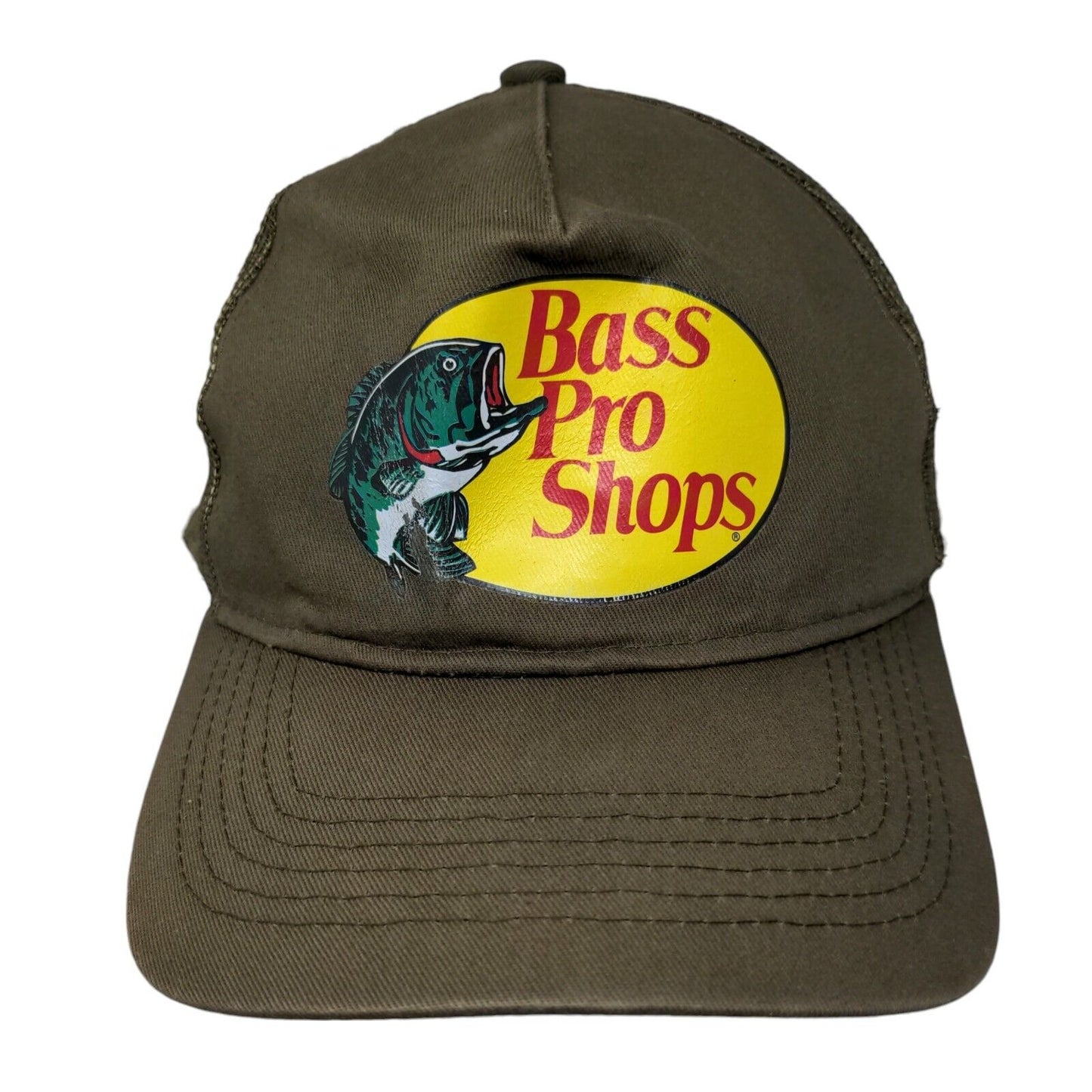 Bass Pro Shops Snapback Mesh Back Trucker Hat Greenish-Brown OSFM Fishing