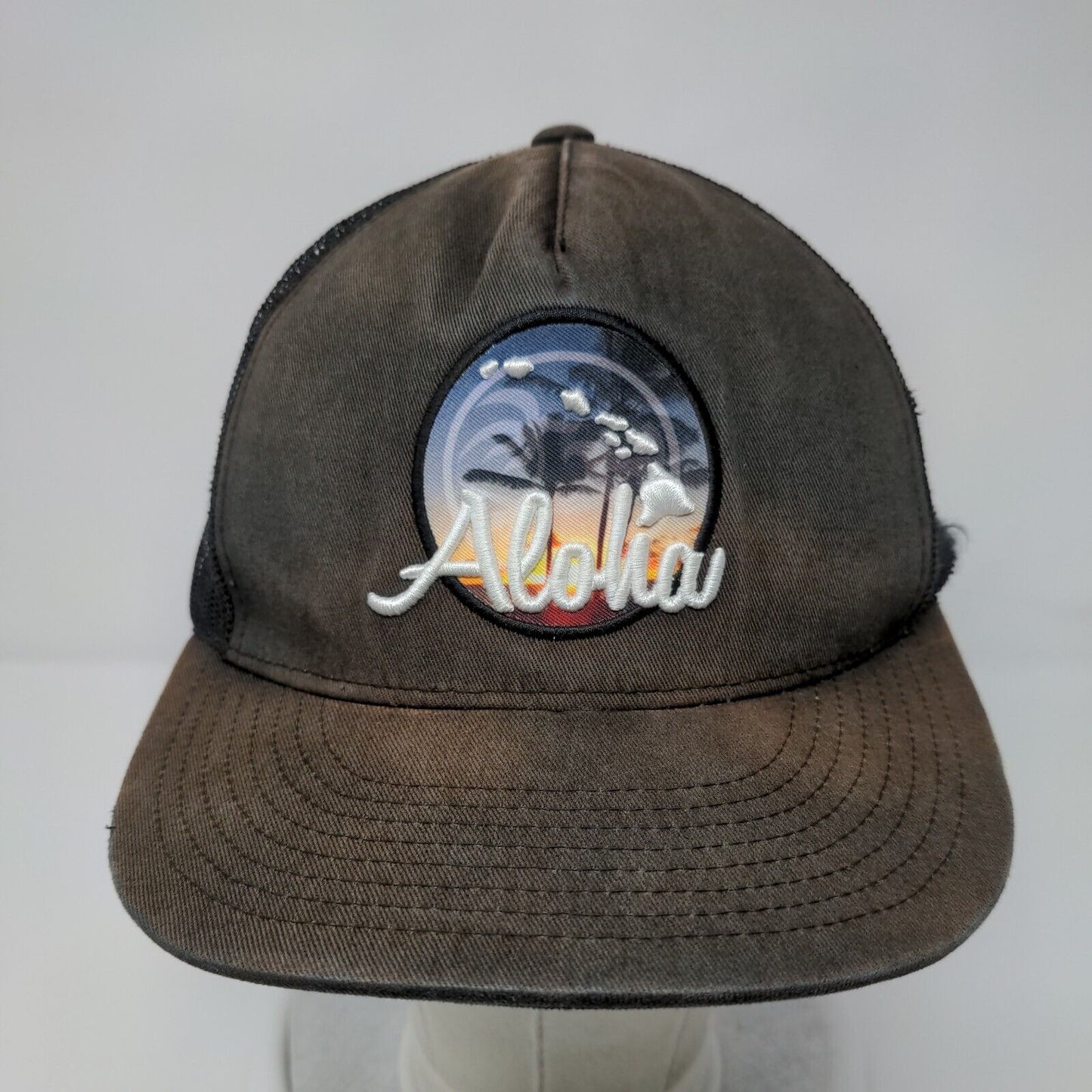 Aloha Snapback Mesh Back Trucker Hat Black One Size Adjustable Honolua