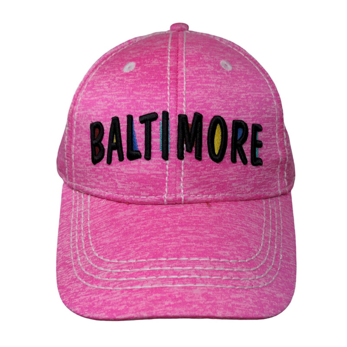 Baltimore Strapback Hat Pink One Size Embroidered 6 Panel City Hats