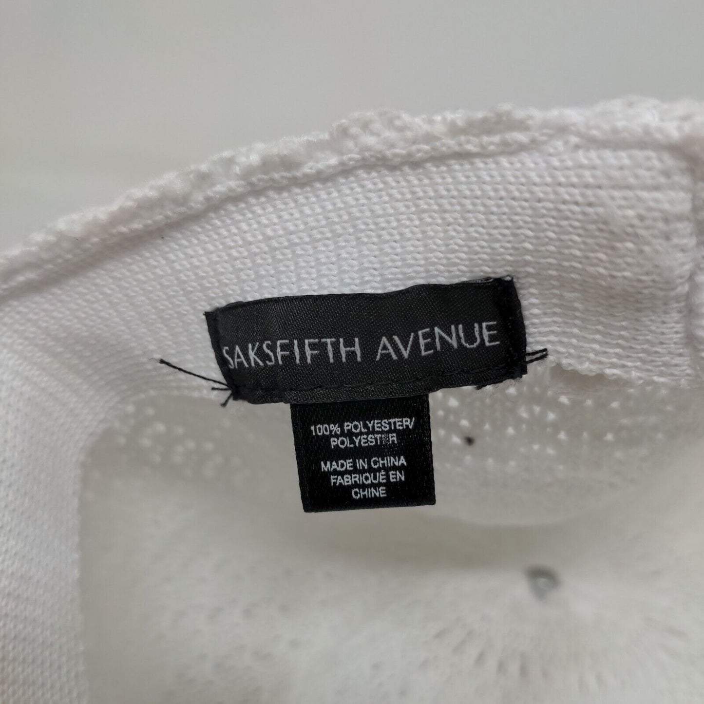 Saks Fifth Avenue Strapback Hat White One Size Crochet Adjustable Blank