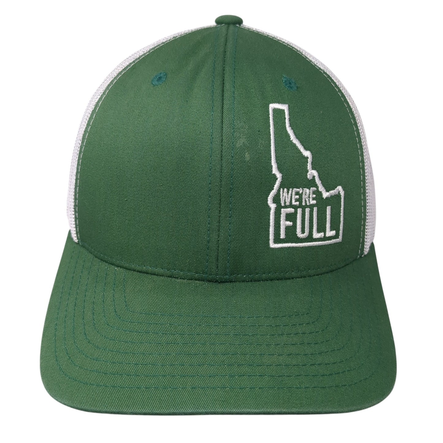 Idaho We're Full Snapback Trucker Hat Green OS Adjustable Mesh Back Yupoong