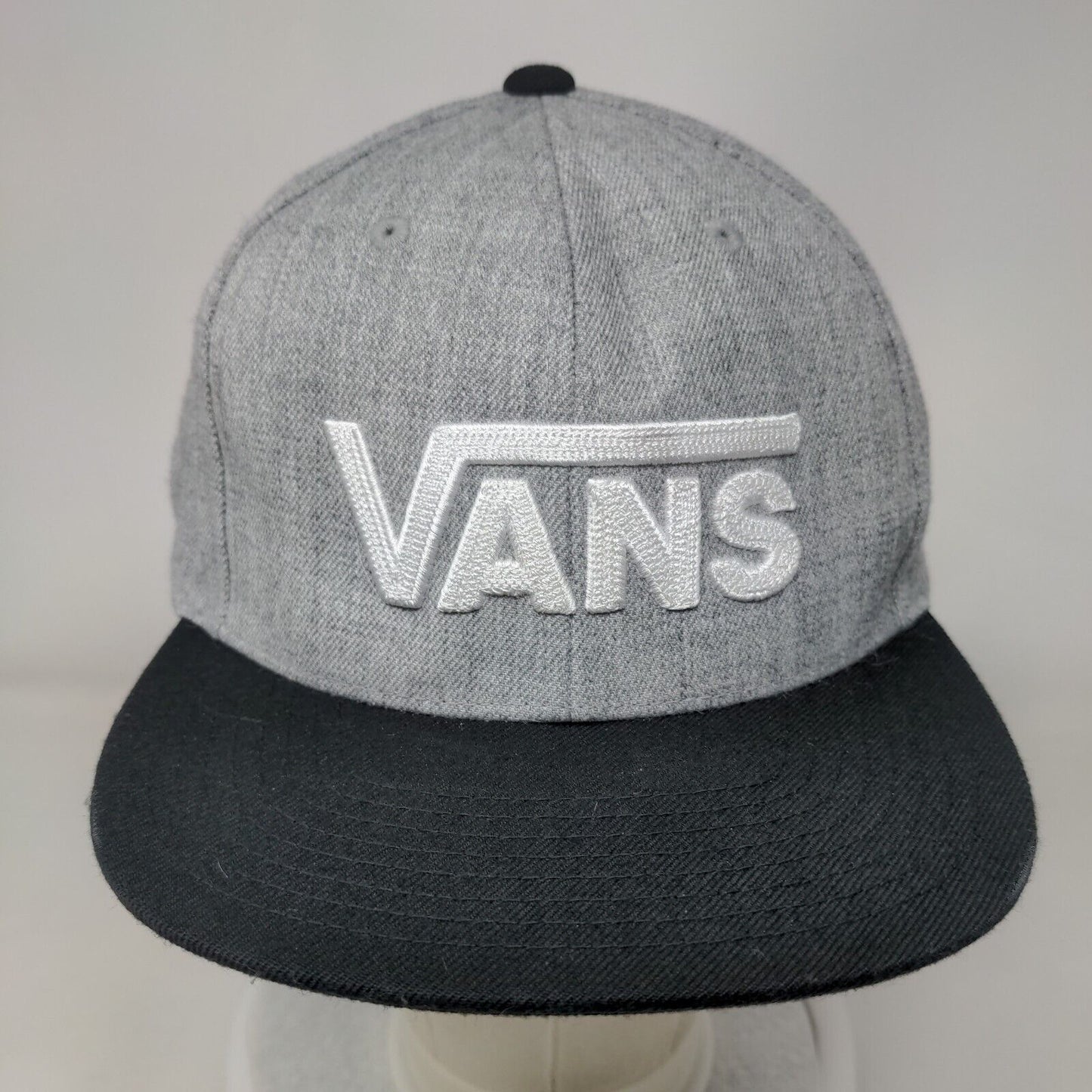 VANS Snapback Hat Gray OSFA Adjustable Embroidered Vented Holes 6 Panel