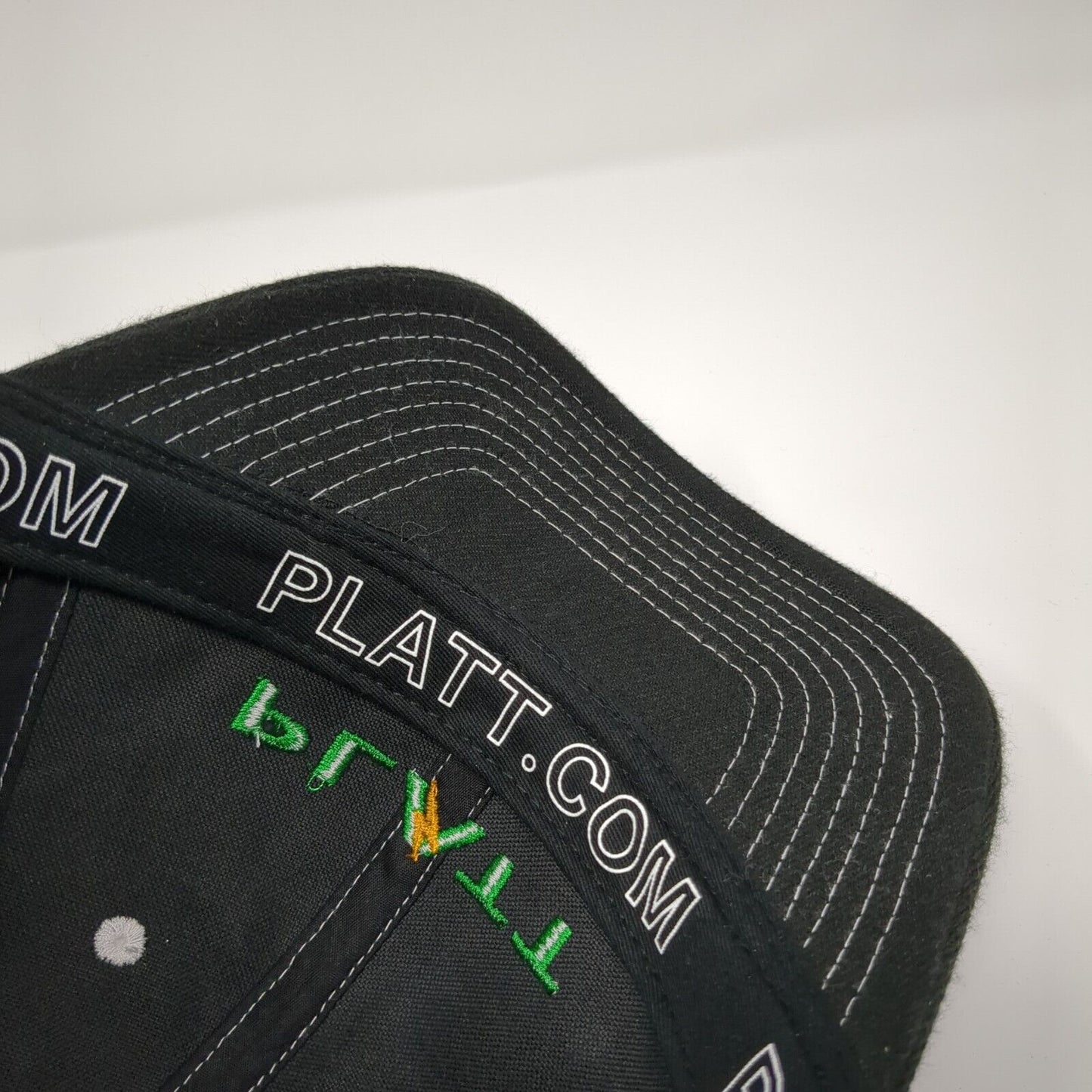 PLATT Slideback Hat Black One Size Adjustable Embroidered 6 Panel Polyester