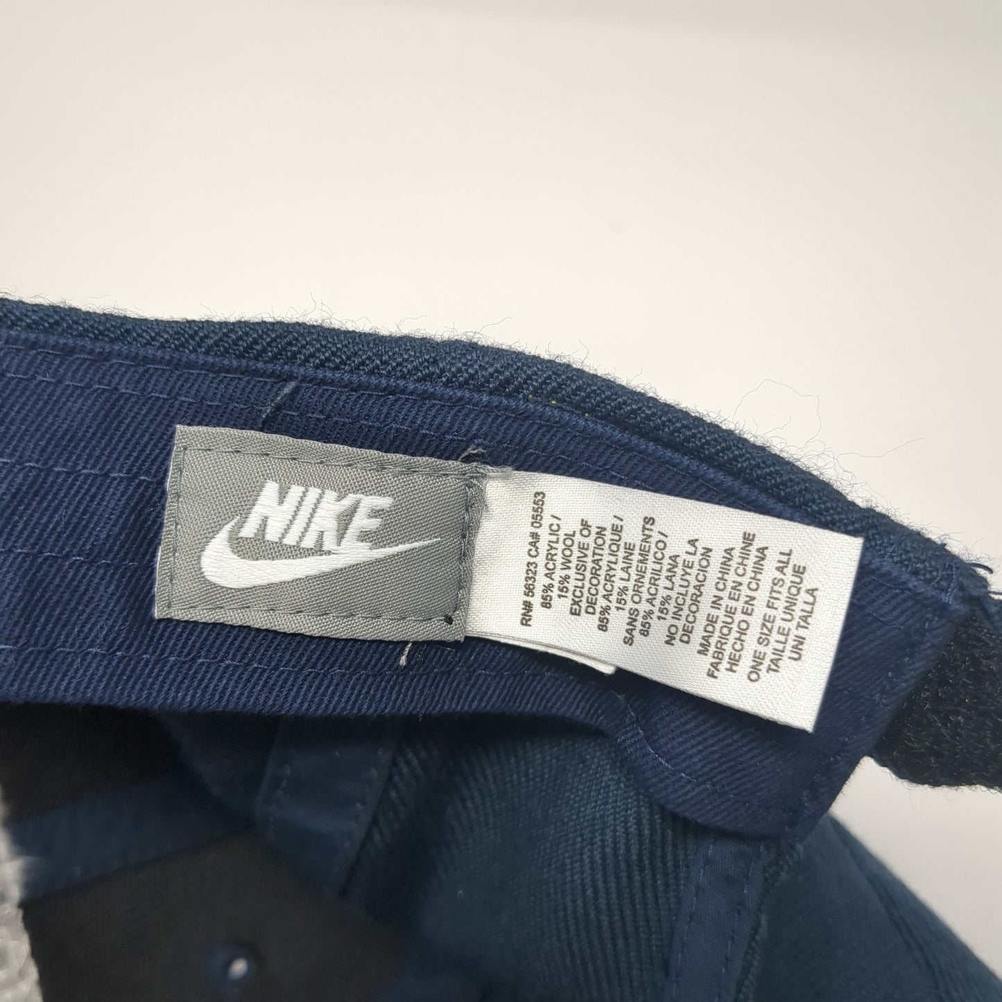 Nike Spell Out Strapback Hat Blue One Size Adjustable Solid Vent Holes