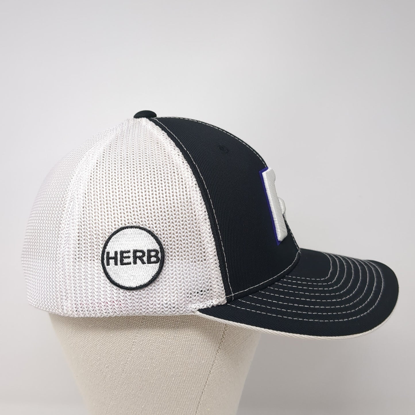 Rocky Herb Fitted Trucker Hat Black 8 Embroidered Mesh Back Pacific Headwear