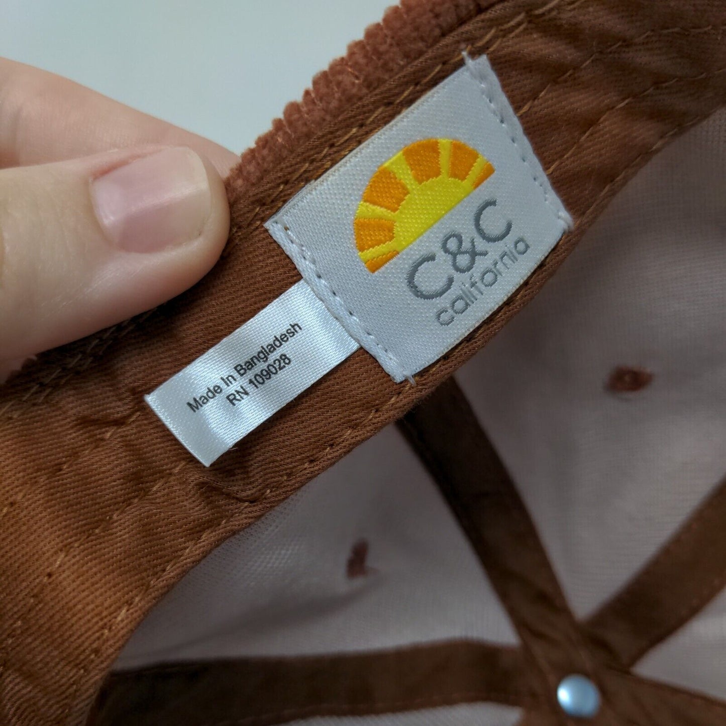 C&C California Strapback Hat Brown One Size Corduroy Adjustable 6 Panel