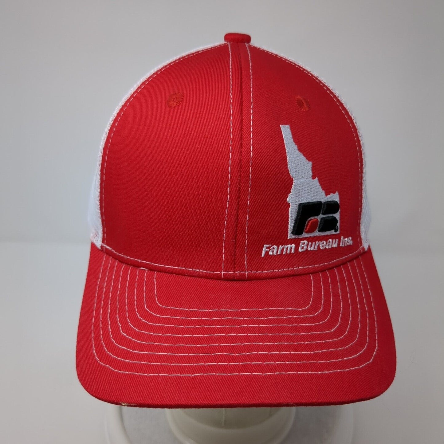 Idaho Farm Bureau Ins Snapback Trucker Hat Red One Size Mesh Back