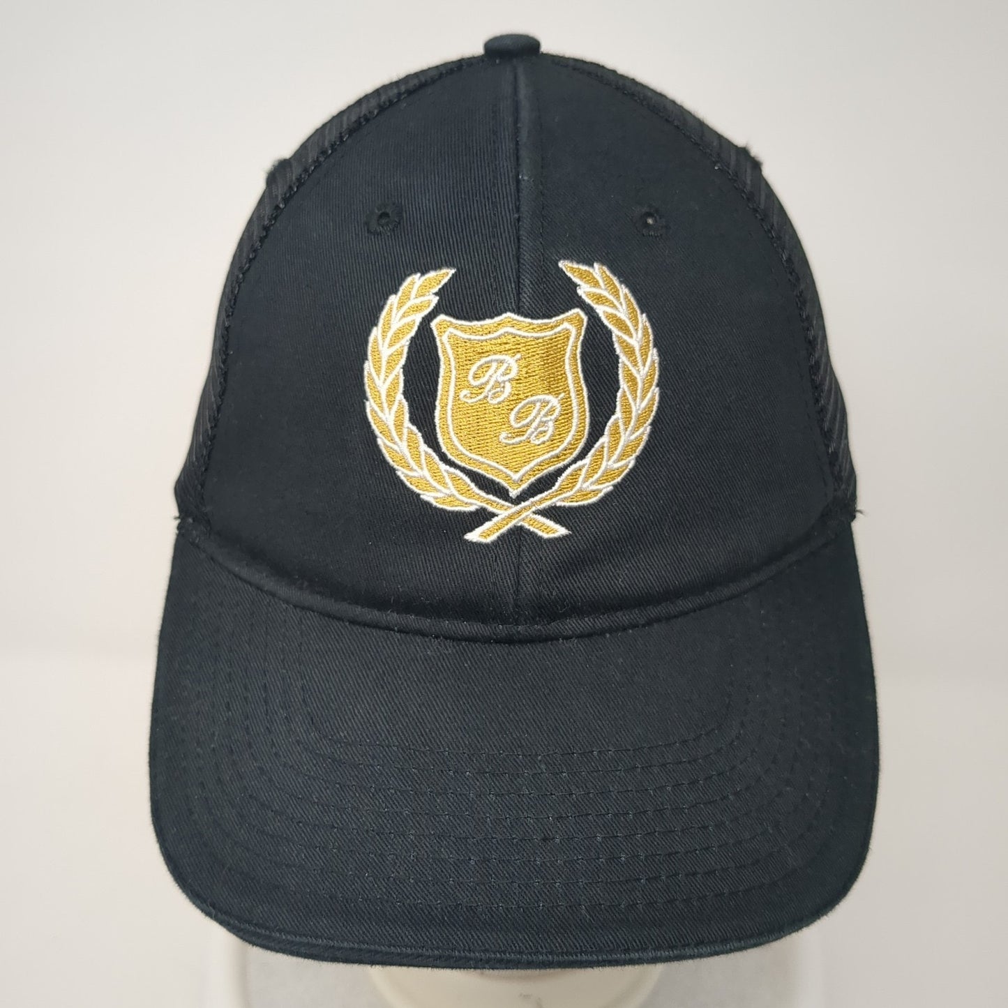 BB Strapback Trucker Hat Black One Size Adjustable Embroidered Mesh Back