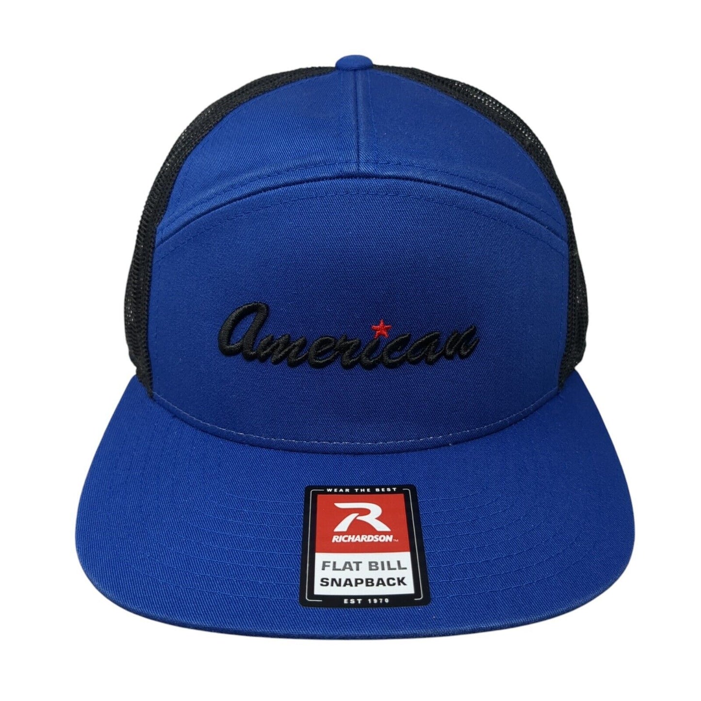American Snapback Trucker Hat Blue One Size Adjustable Mesh Back Richardson