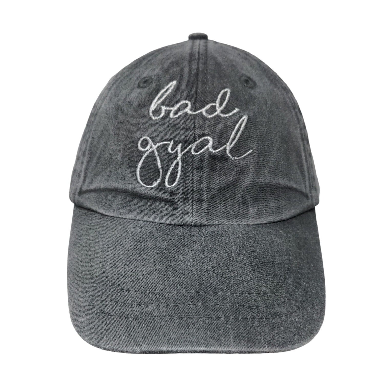 Bad Gyal Slideback Hat Gray One Size Embroidered Leather Strap Adams