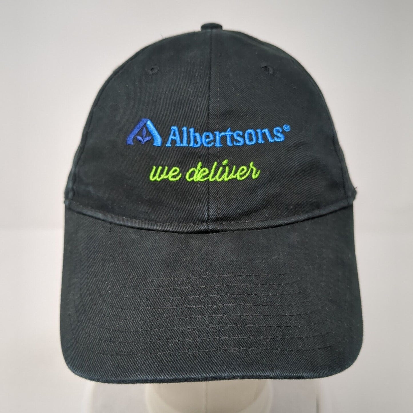 Albertsons We Deliver Strapback Hat Black One Size Adjustable Embroidered KC
