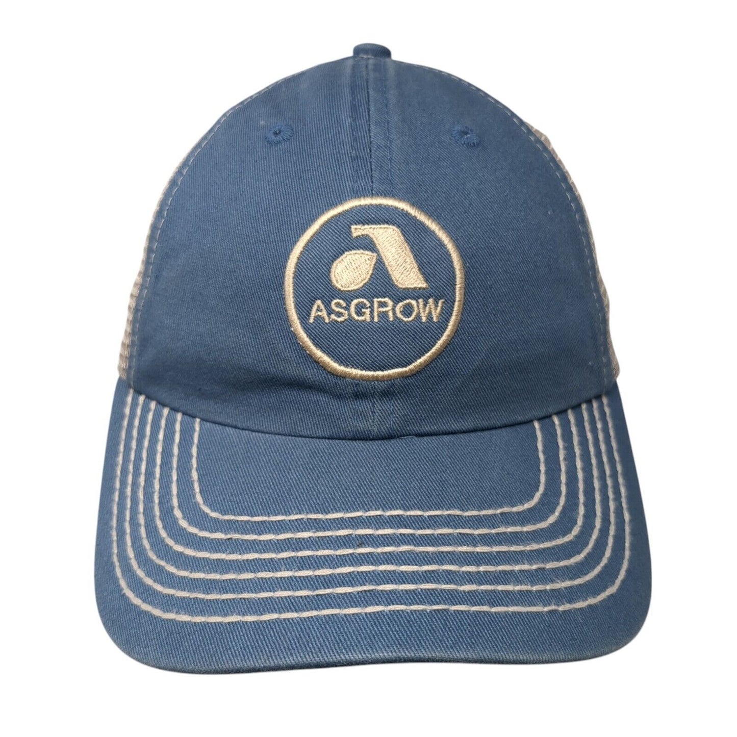 Asgrow Strapback Mesh Back Trucker Hat Blue One Size Adjustable Outdoor