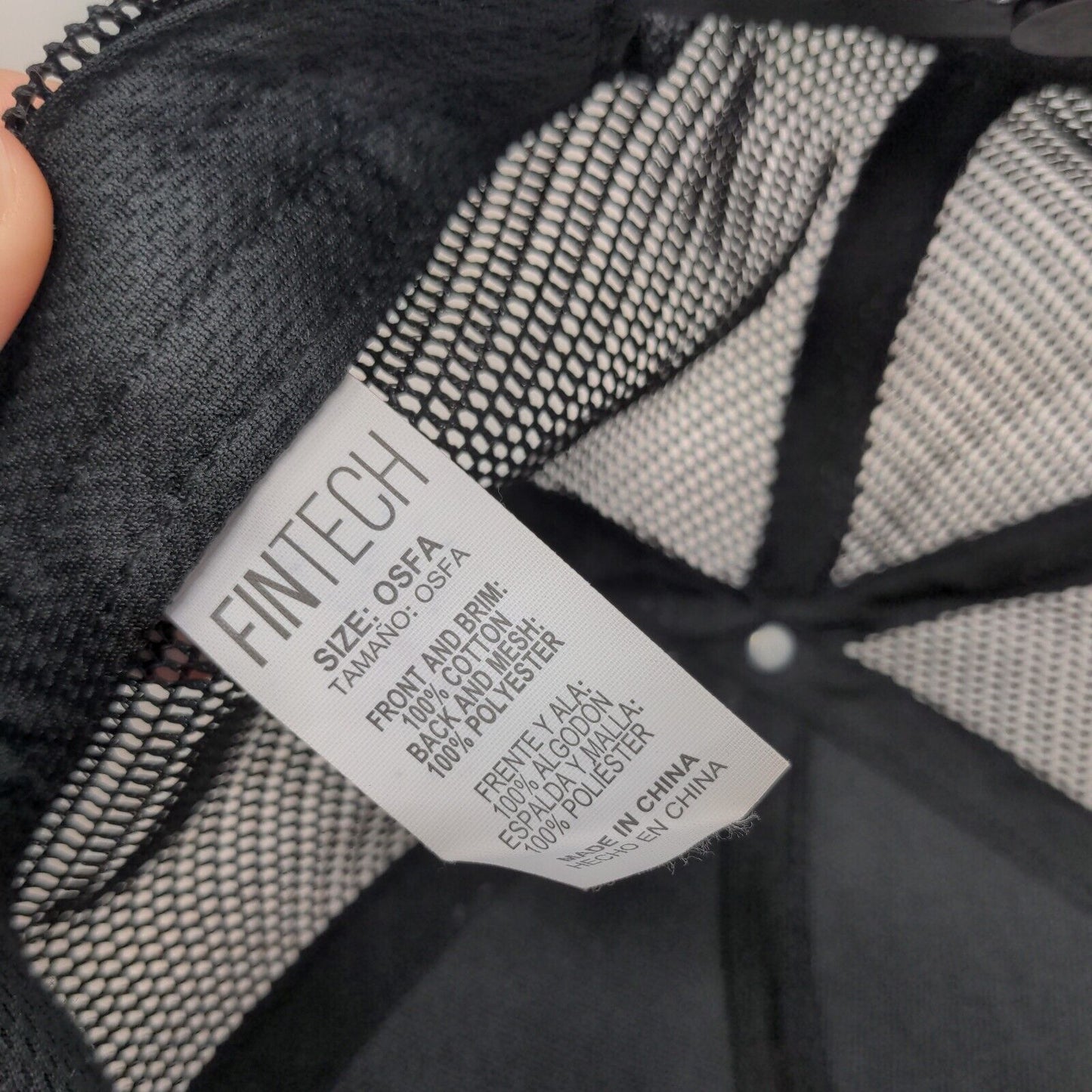 Fintech Snapback Mesh Back Trucker Hat Black OSFA Solid Embroidered