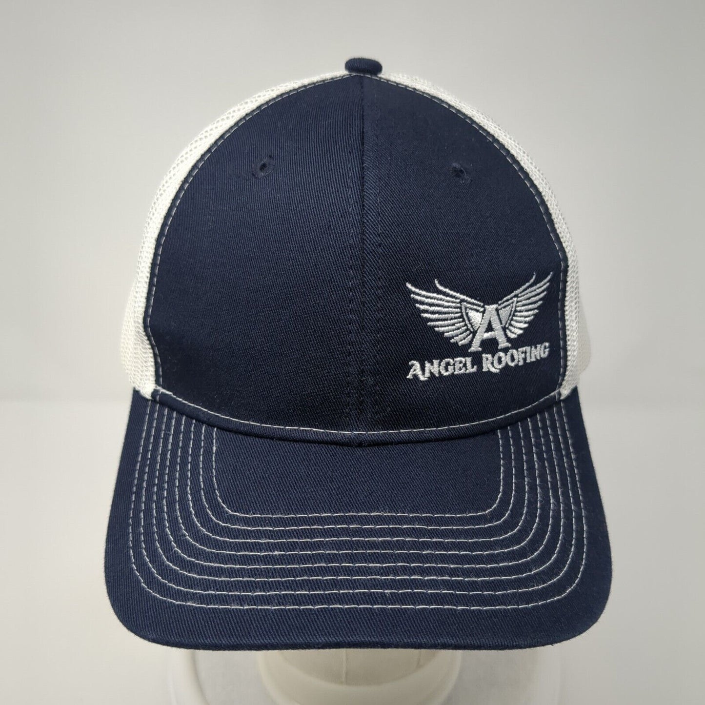 Angel Roofing Snapback Trucker Hat Blue One Size Mesh Back Colorblock