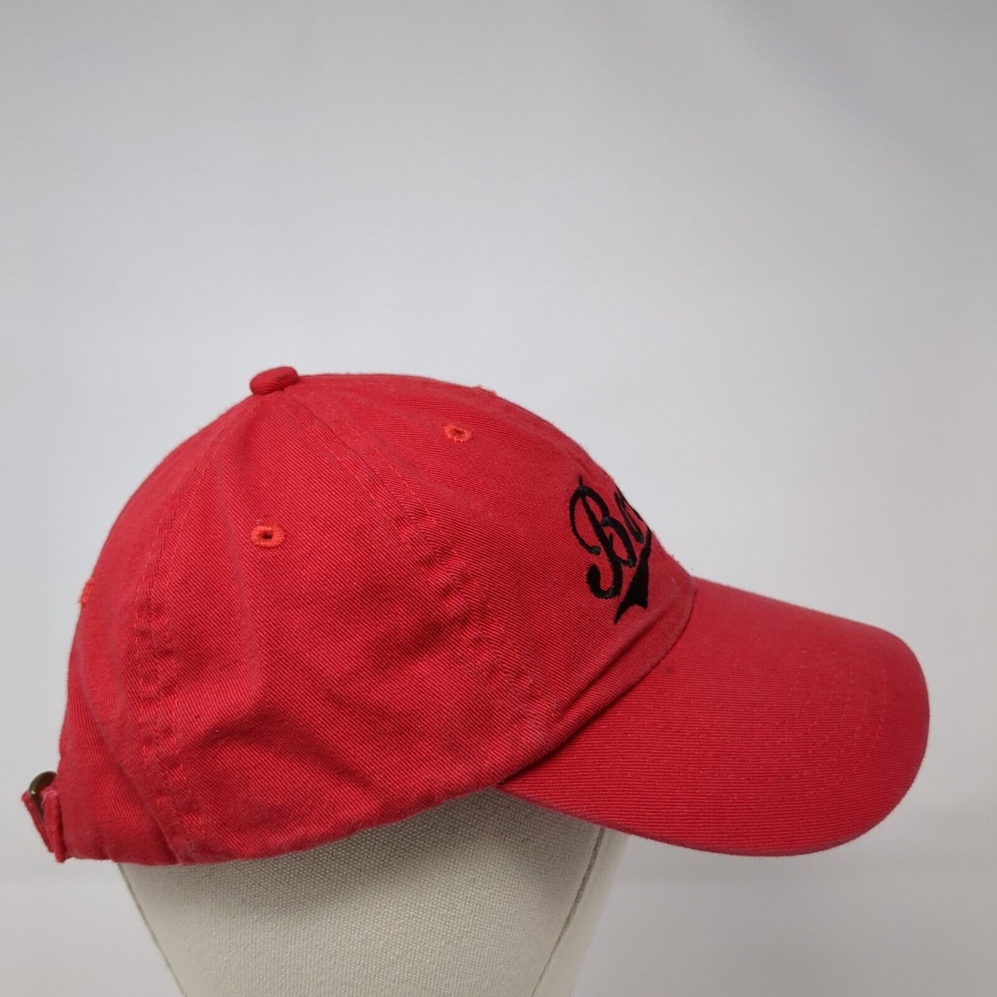 Boise Slideback Hat Red One Size Adjustable Embroidered Vented Holes 6 Panel