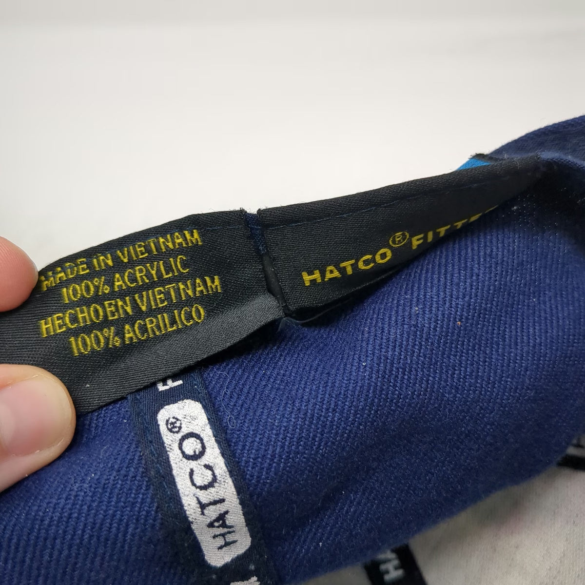 HATCO Baseball Cap Blue 7 3/8 Flat Bill Structured Acrylic Fitted Blank Hat