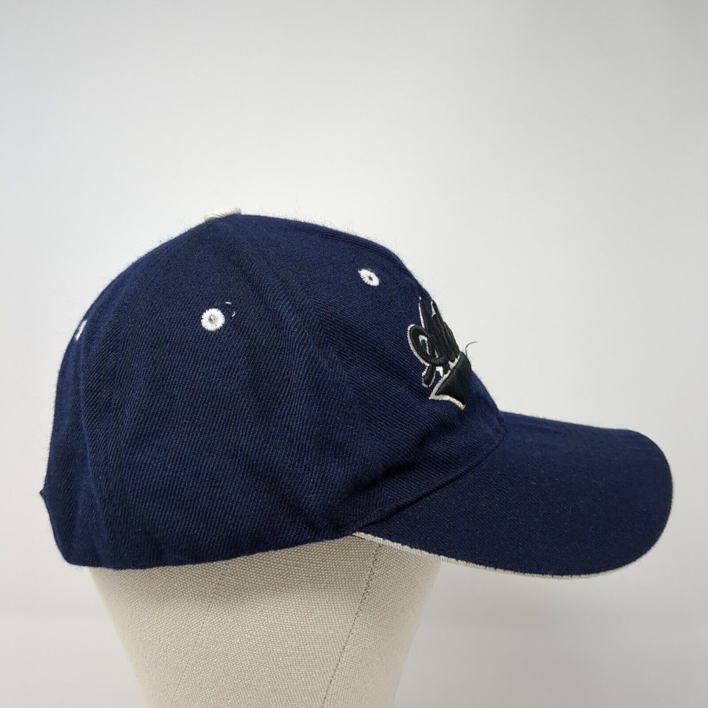 Atlanta Strapback Hat Blue One Size Adjustable Embroidered Vented Holes 6 Panel