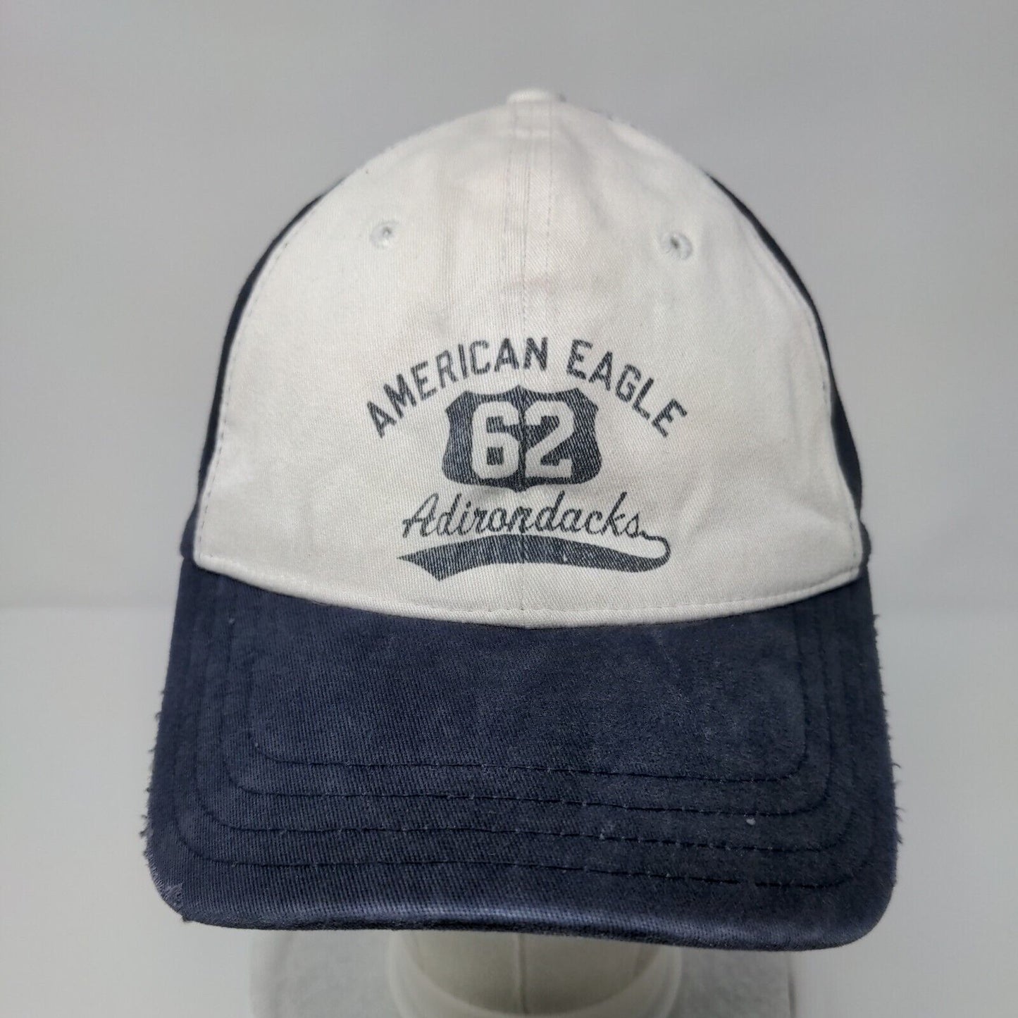 American Eagle Adirondacks Fitted Hat Blue L/XL Embroidered Vented Holes 6 Panel