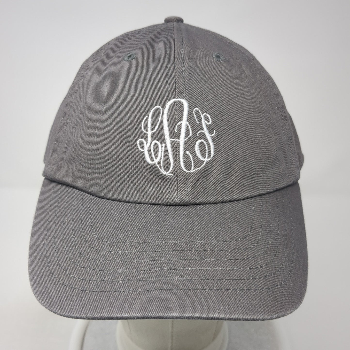 Monogram Slideback Baseball Cap Gray One Size Adjustable Embroidered 6 Panel