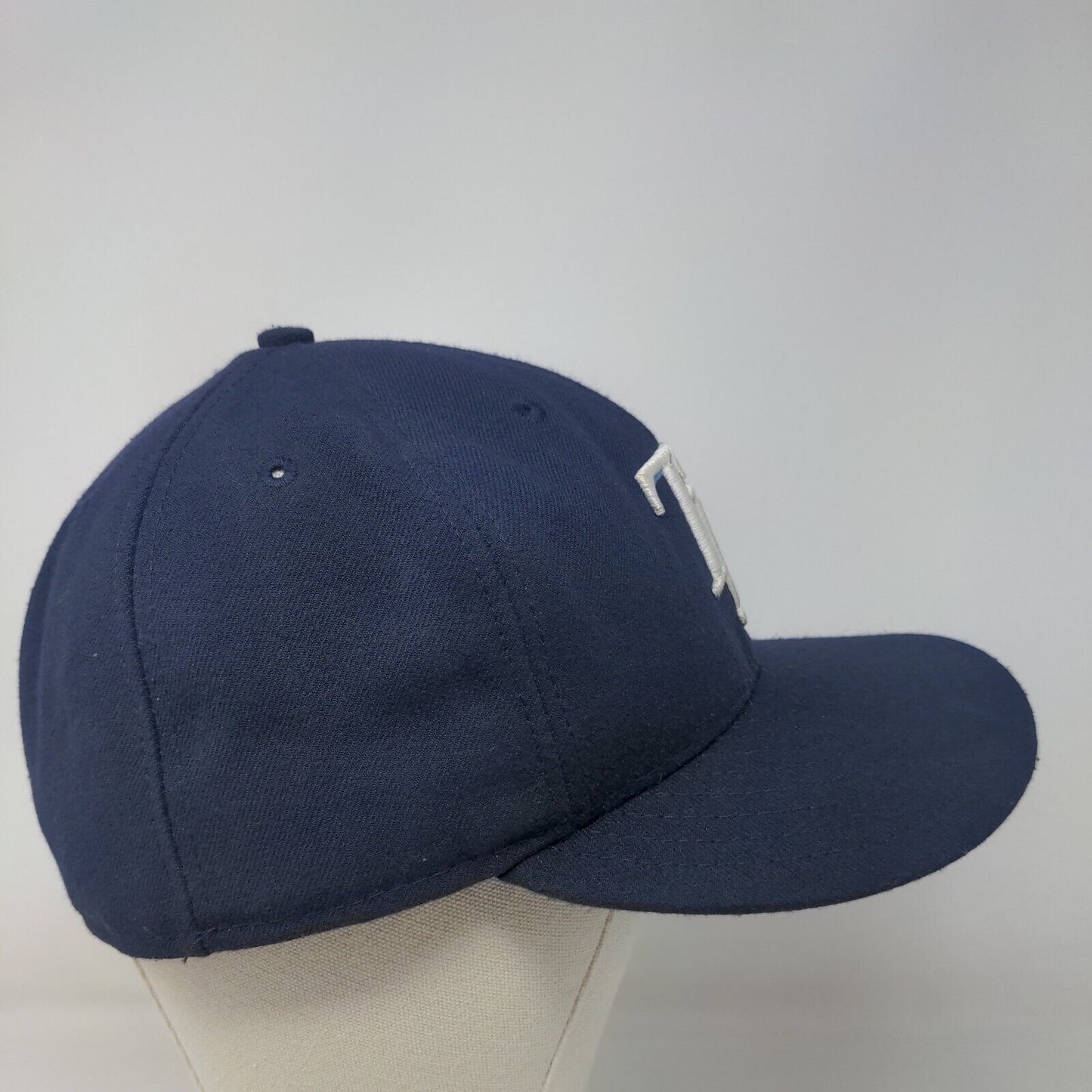 New Era Men's Fitted Hat Blue 7 3/8 Tampa Bay Rays Logo 59Fifty Made in USA