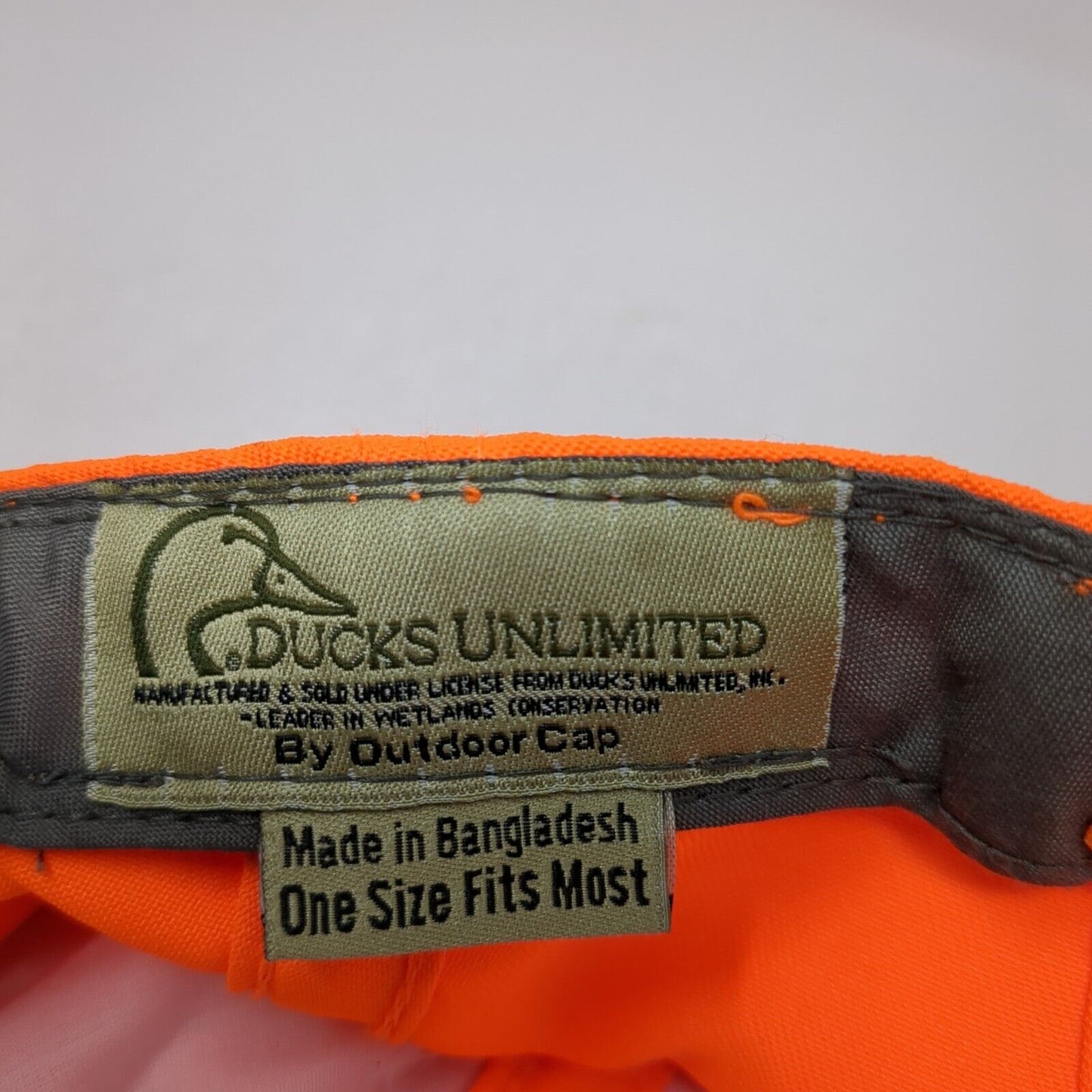 Ducks Unlimited Strapback Hat Orange One Size Adjustable Embroidered Outdoor Cap